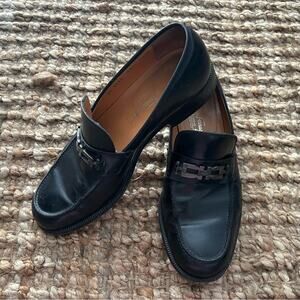 Salvatore Ferragamo Men’s Black Leather Loafers Size 8.5 EE (Wide) Made in Italy